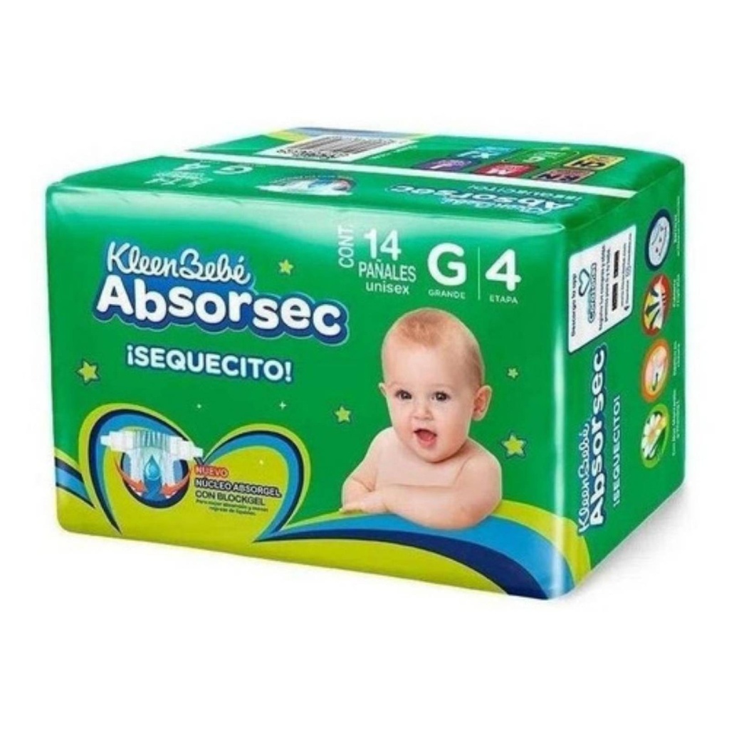 Pañal Absorsec Grande Tripack