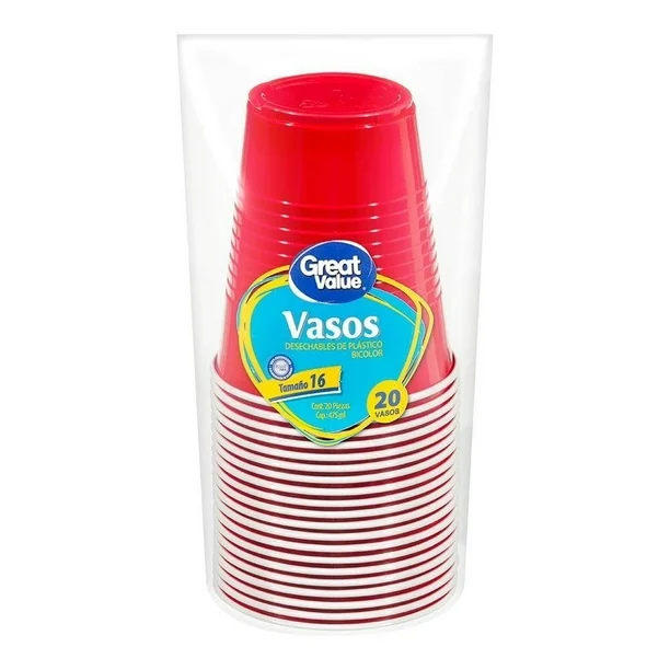 Vaso Rojo Desechable Paq.20 pz