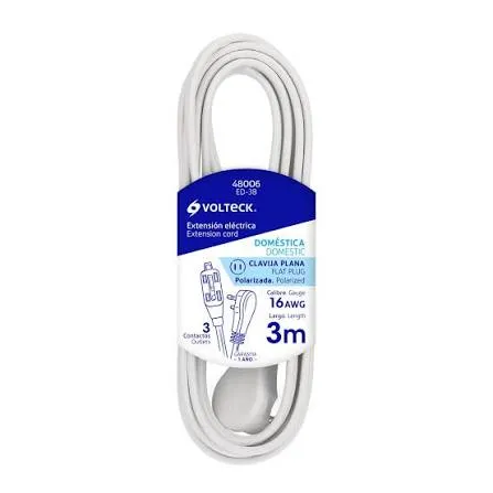 Extension blanca electrica domestica 3m